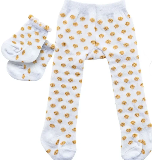 Heless maillot en sokken wit met gouden stippen