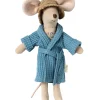 Maileg badjas vader muis Dusty Blue