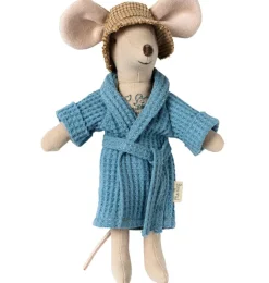 Maileg badjas vader muis Dusty Blue