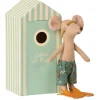 Maileg beach muis big brother met strandhokje