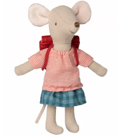 Maileg Big Sister tricycle muis met rode tas