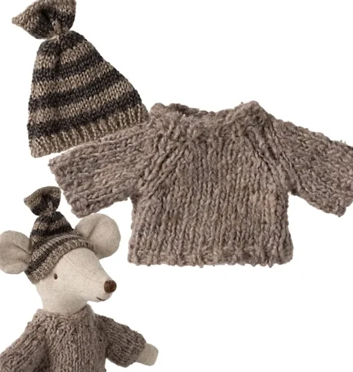 Maileg gebreide sweater met muts voor Big Brother muis