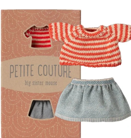 Maileg kledingset big sister muisje / petite couture / rok en gestreept truitje