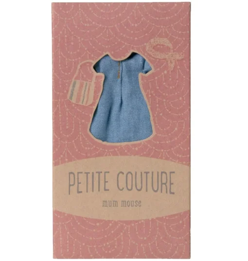 Maileg kledingset moeder muis / denim jurk + tas + haarband