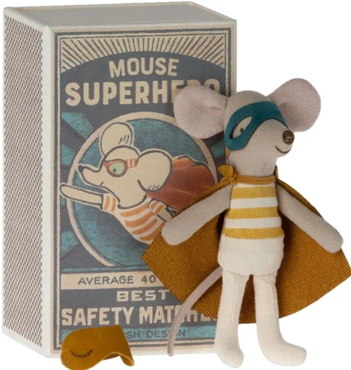 Maileg superheld muis little brother in luciferdoos