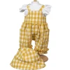 Mamamemo geruite tuinbroek met wit t-shirt en hoed