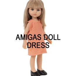 Minikane jurk voor Amigas poppen / papaya
