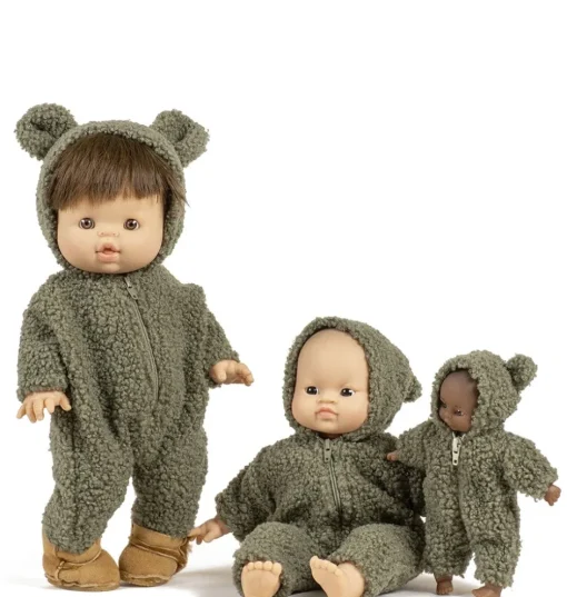 Minikane Berenpak Combinaison Winnie en bouclette kaki voor Gordi poppen