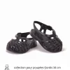 Minikane plastic sandalen voor Gordi poppen zwart