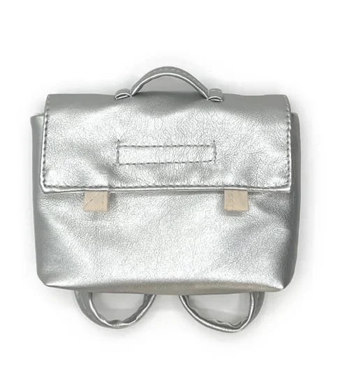 Minikane schooltas voor de Gordi poppen / zilver kunstleer
